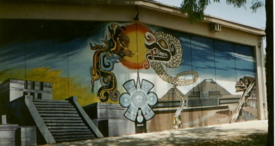 Across from tennis court/smoking tree